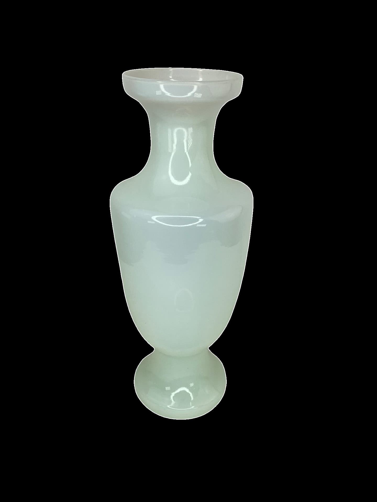 Large French White Opaline Glass Vase