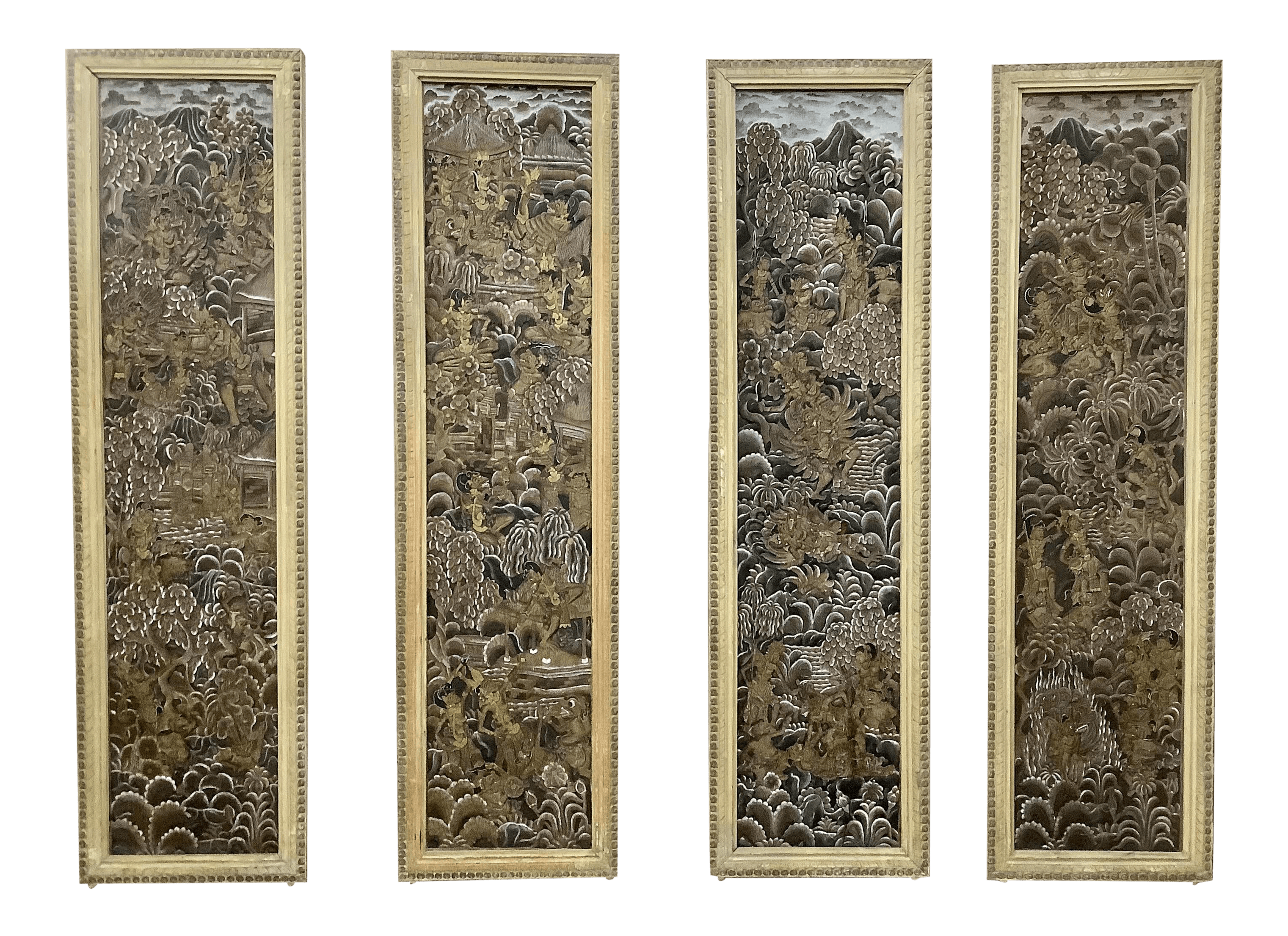 Antique Indonesian Four Panel Screen