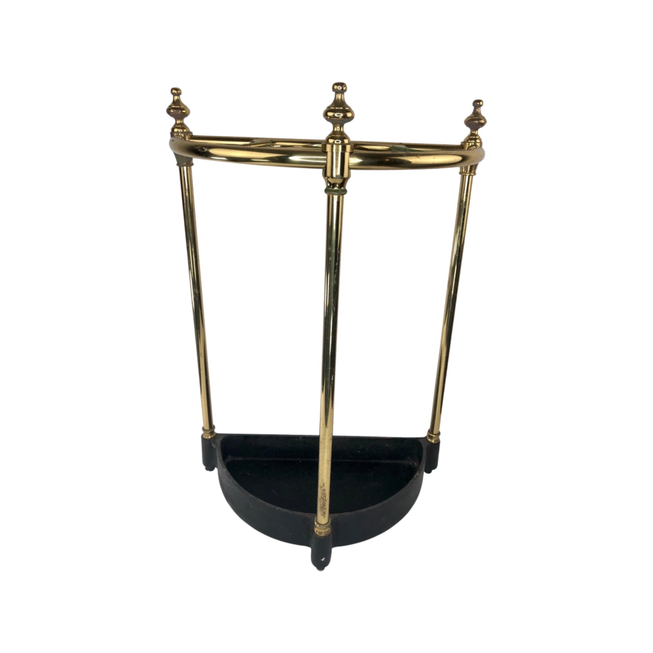Vintage English Brass and Cast Iron Umbrella Stand