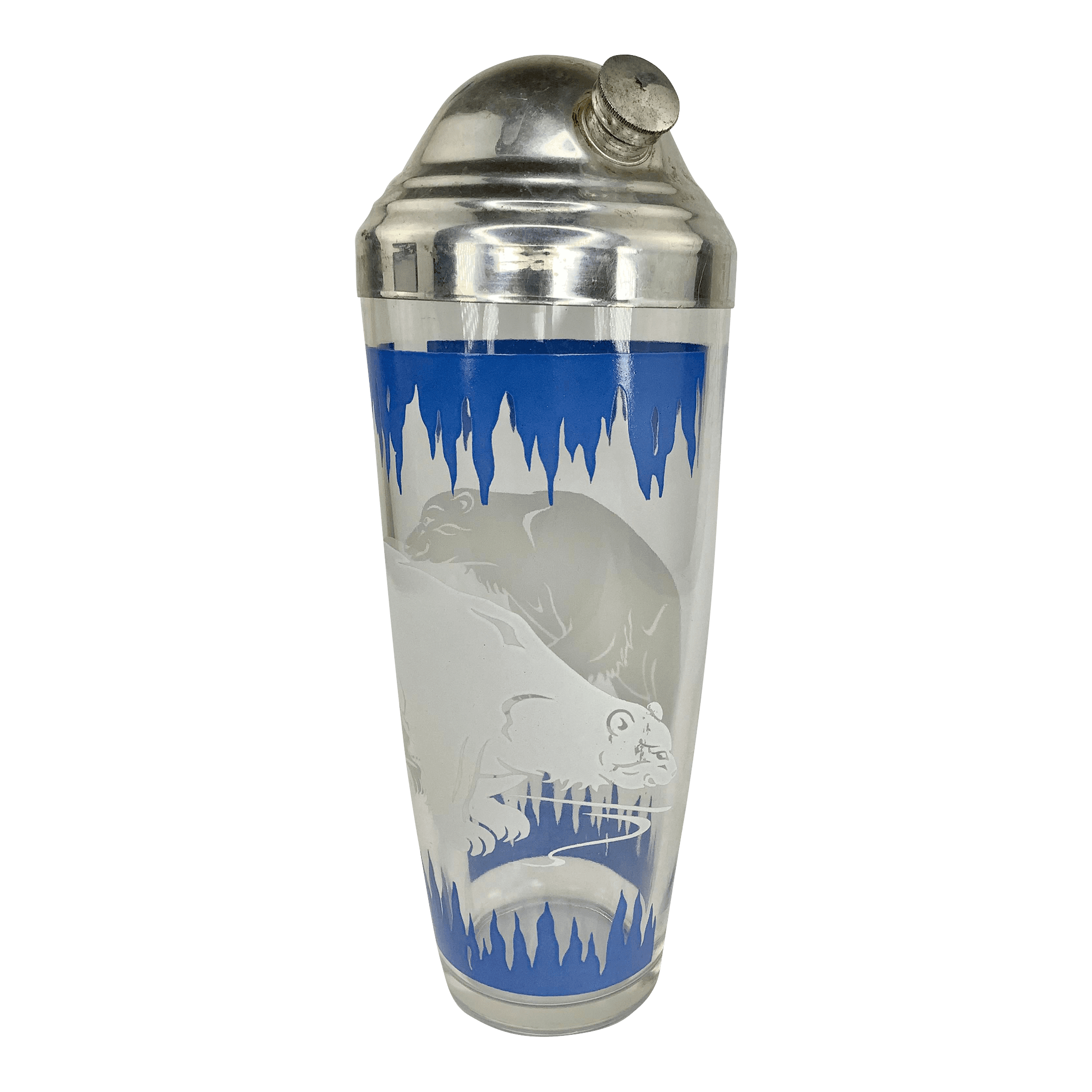Vintage Hazel Atlas Cocktail Shaker With Polar Bears and Icicles
