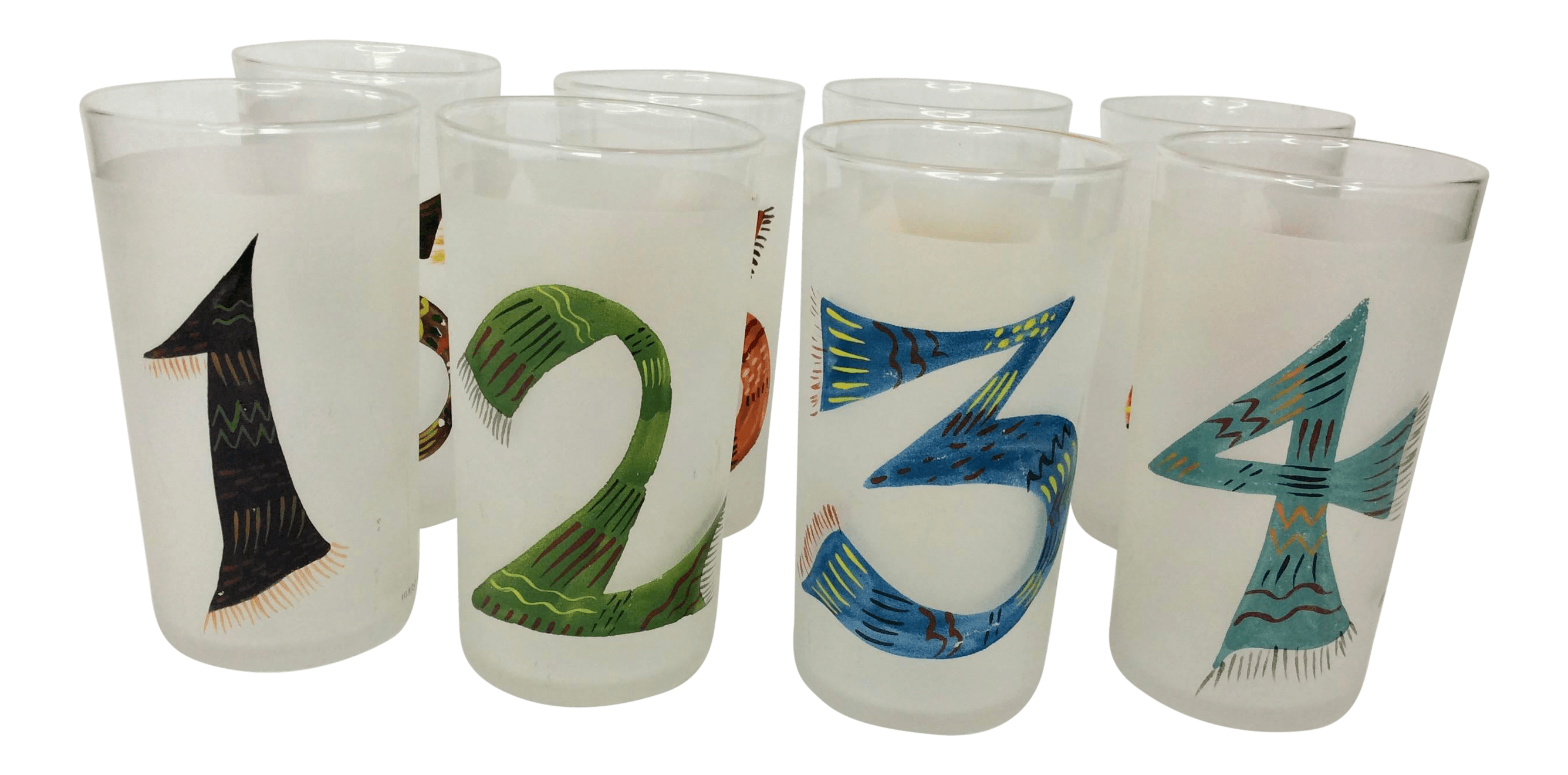 Vintage Number Highball Glasses- Set of 8