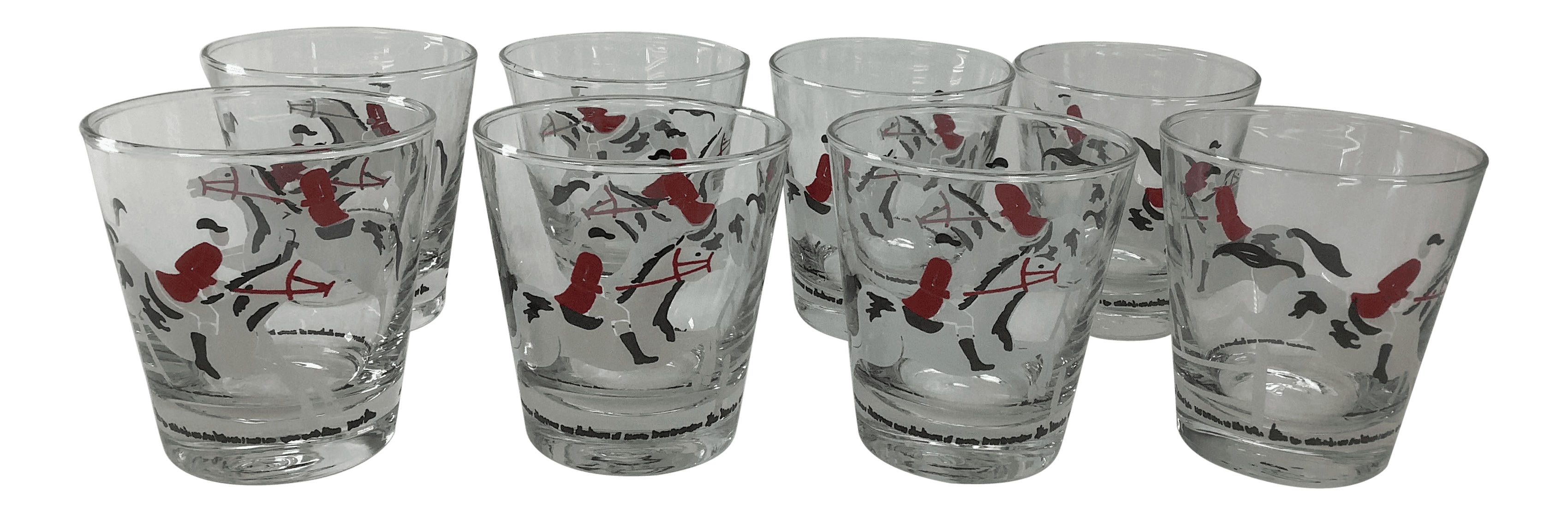 Vintage Libbey Jumping Horses Rock Glasses- Set of 8
