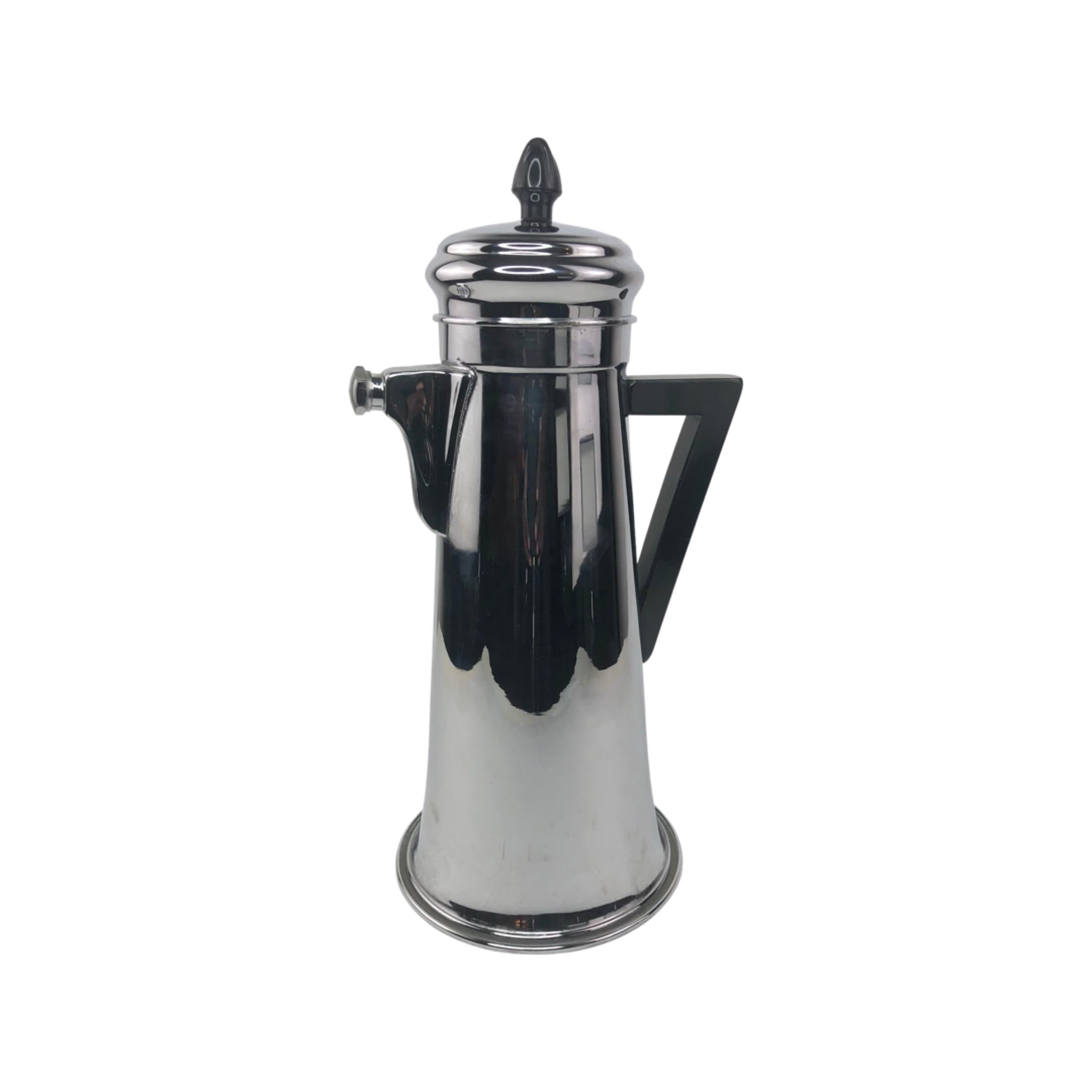 Art Deco Chrome and Bakelite Recipe Cocktail Shaker by Forman Bros.