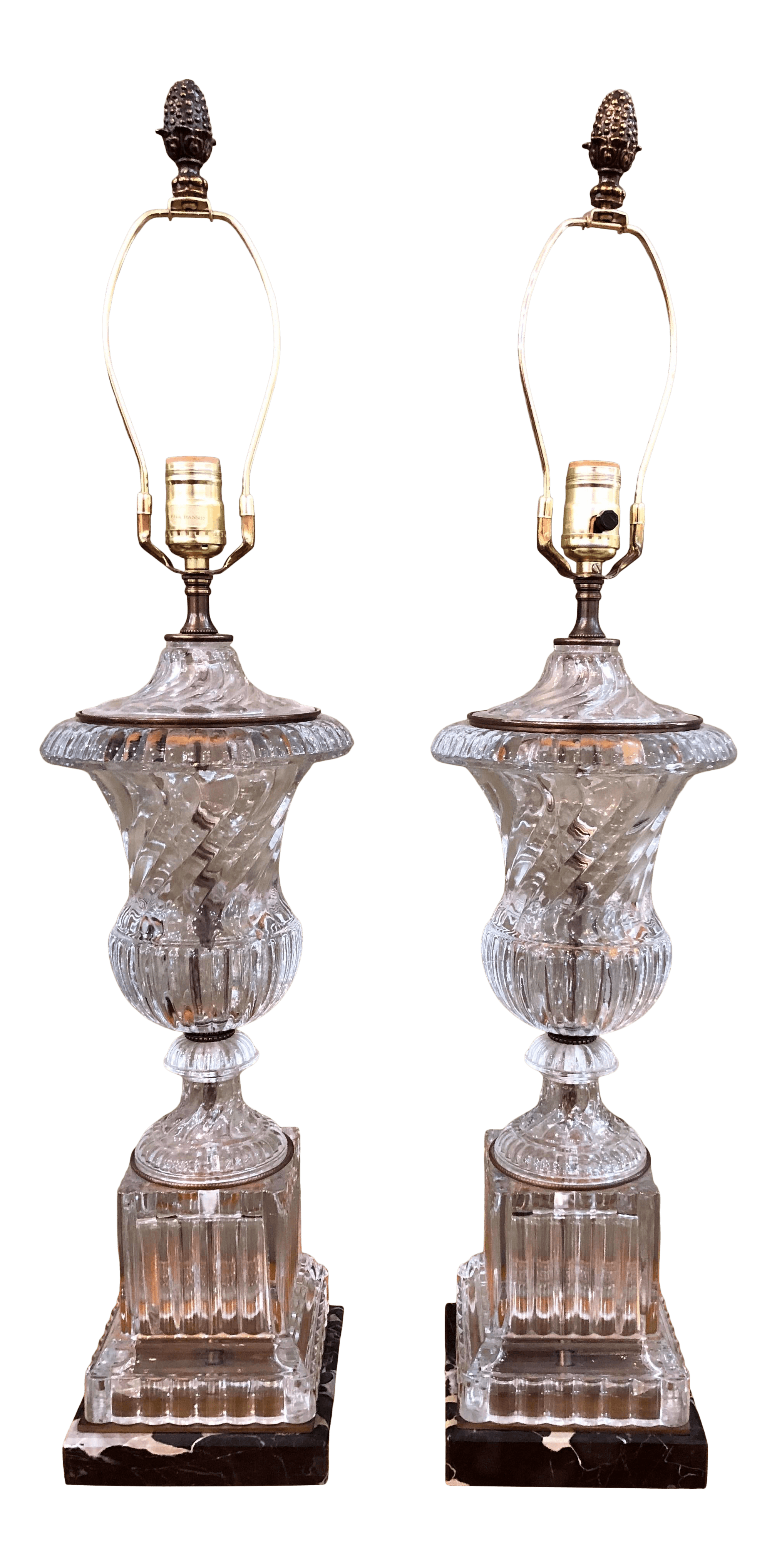 Pair of Paul Hanson Baccarat Style Urn Lamps