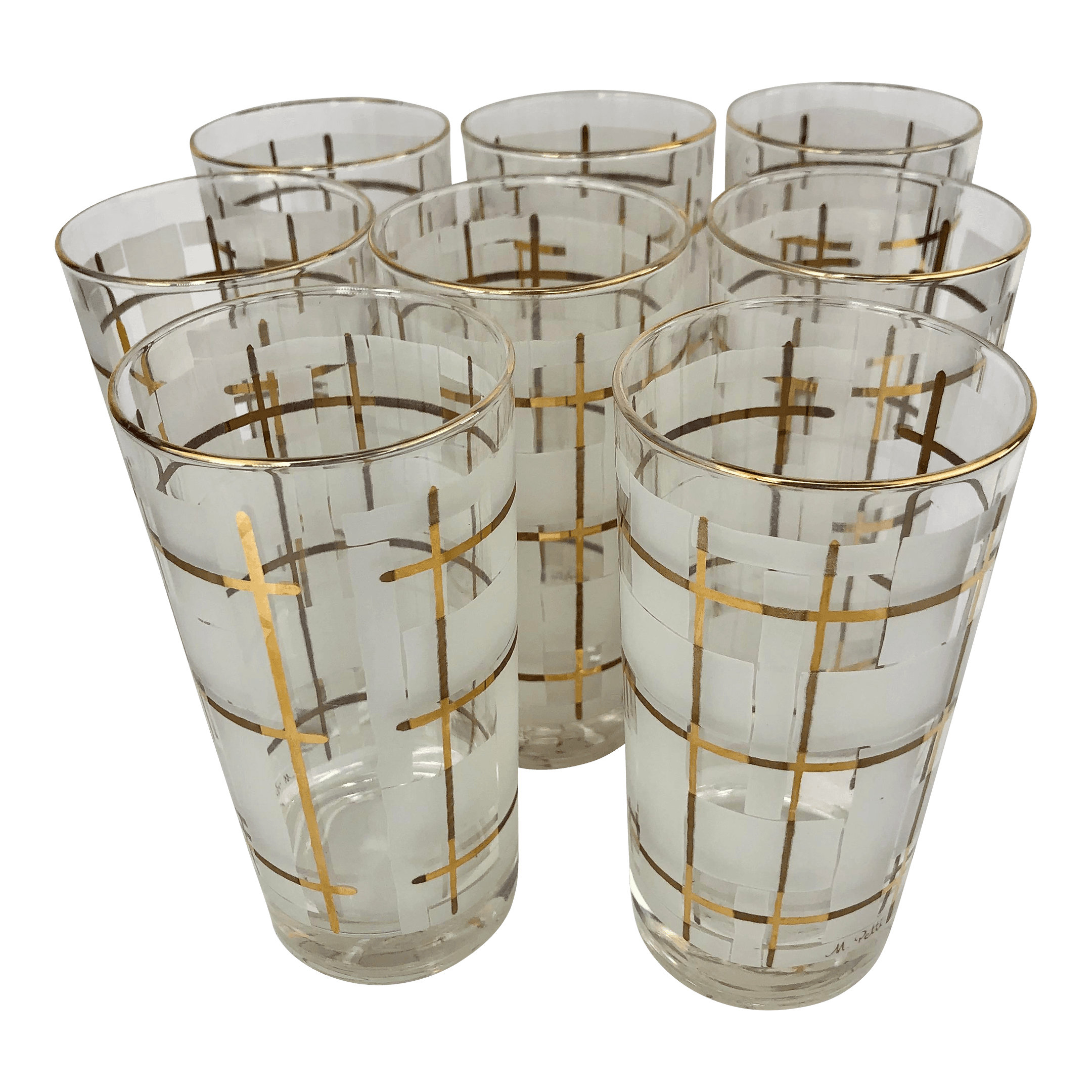 Libbey Vintage M. Petti Signed Highball Glasses-Set of 8