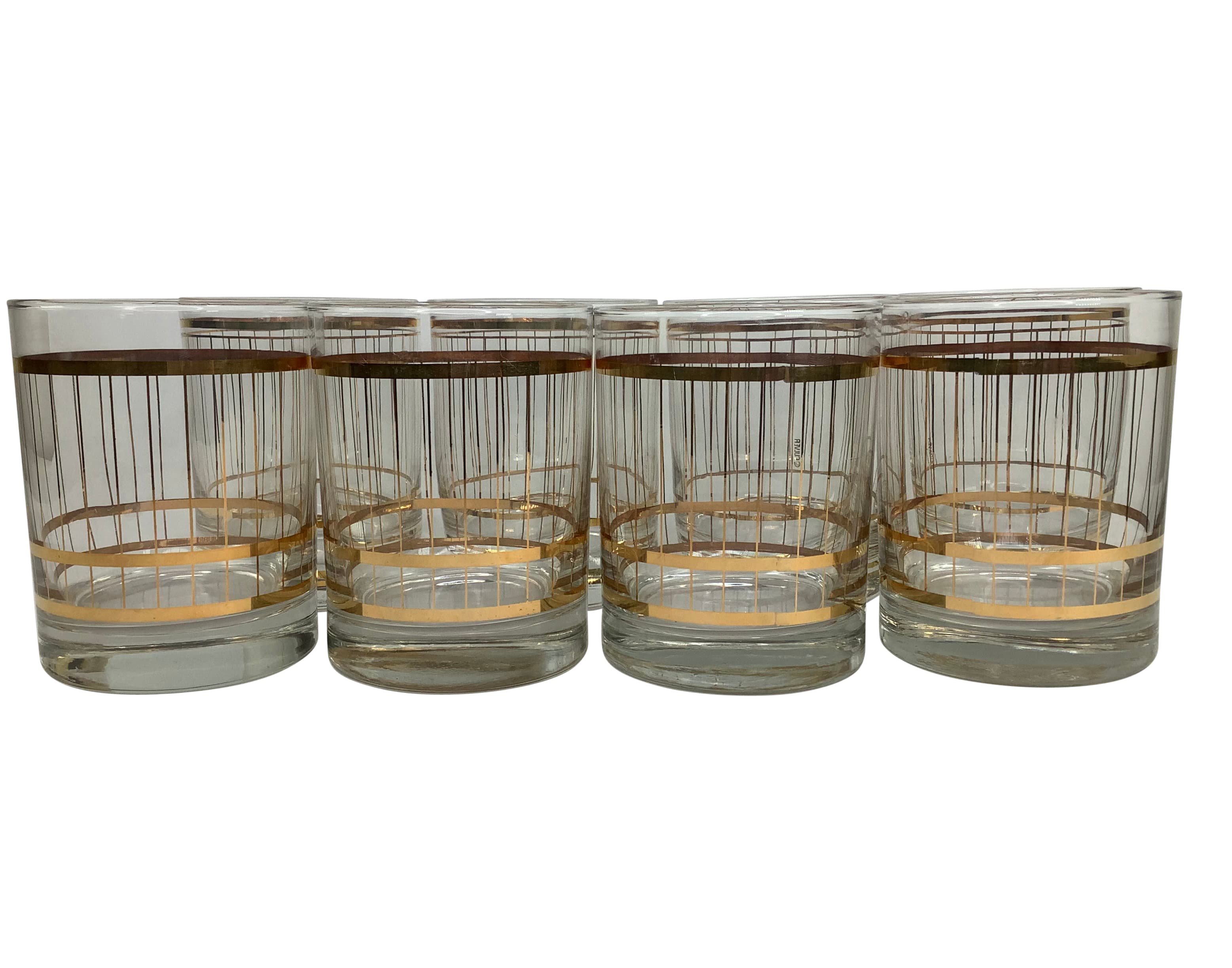 Set of 8 Vintage Culver Devon Old Fashioned Rocks Cocktail Glasses