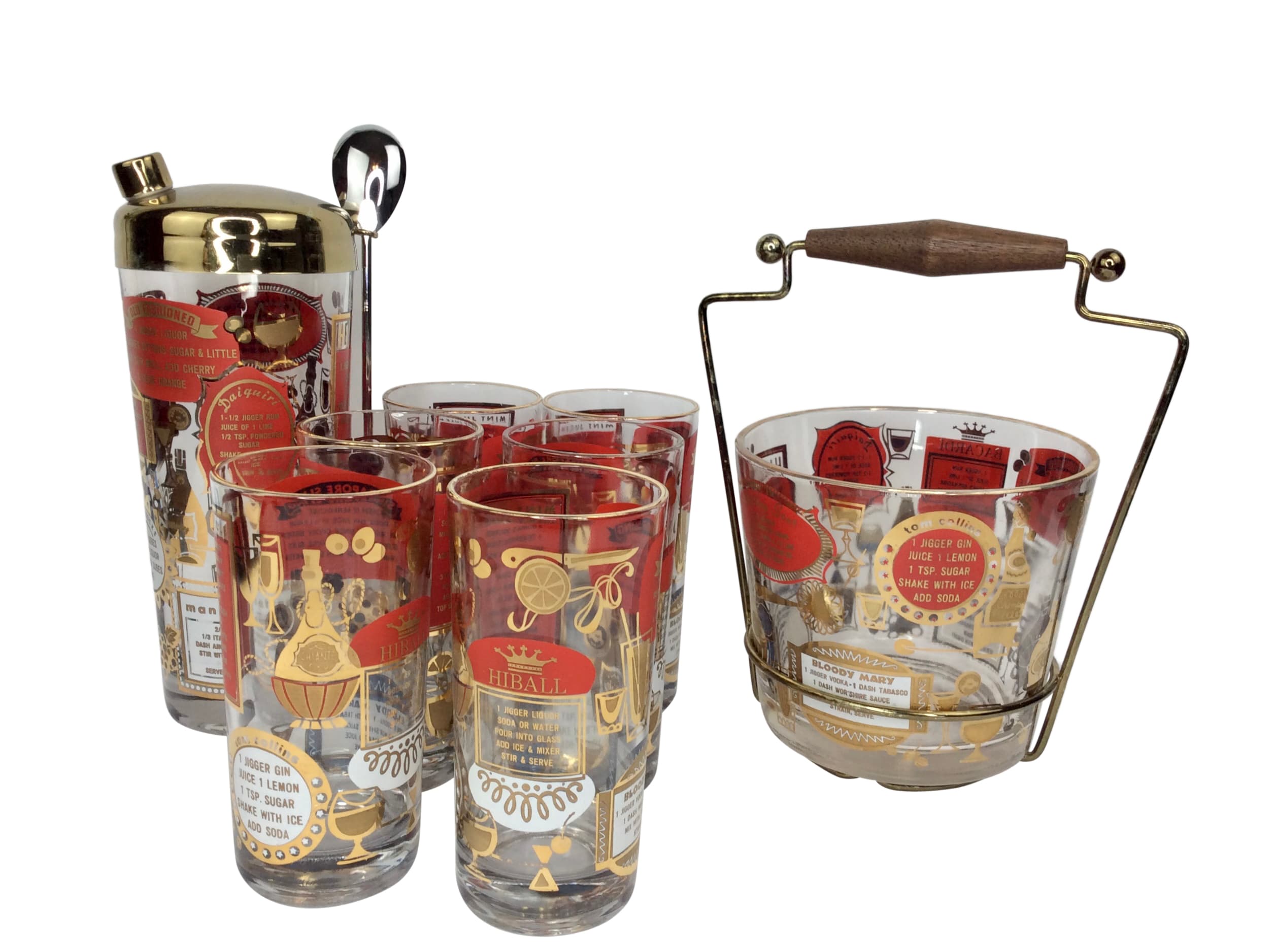 Mid-Century Recipe Cocktail Set