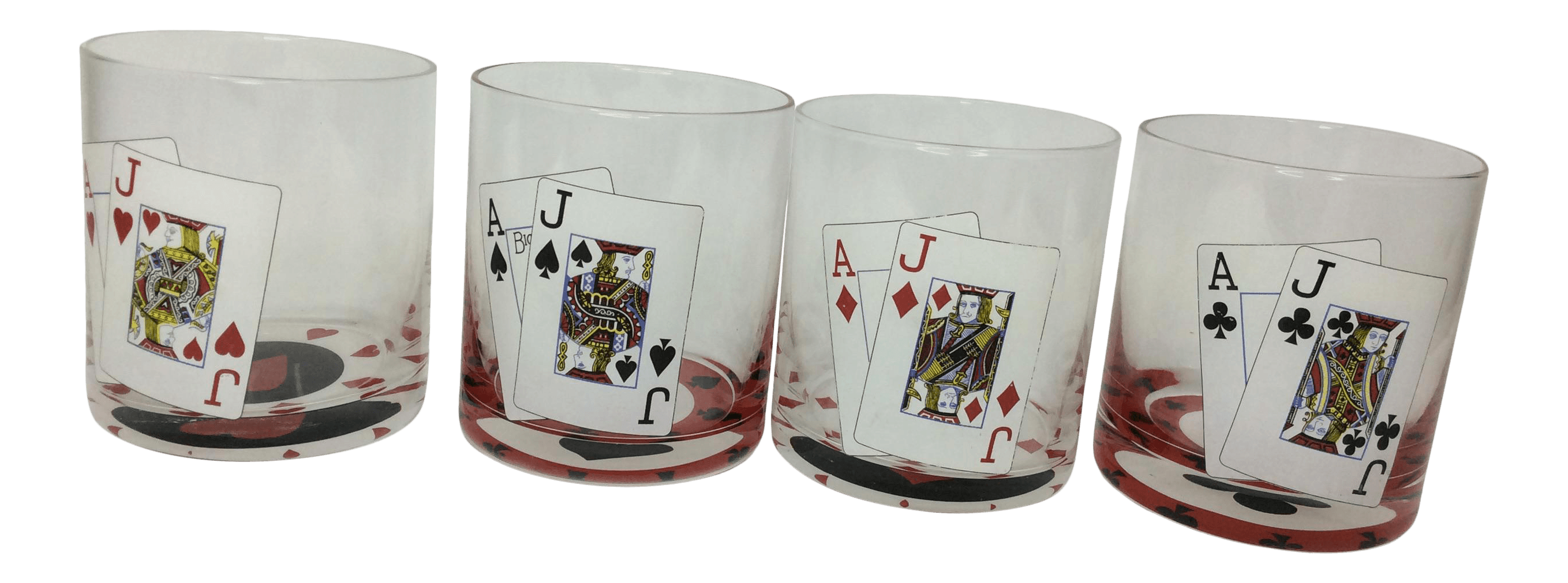 Vintage Old Fashioned Blackjack Glasses-Set of Four