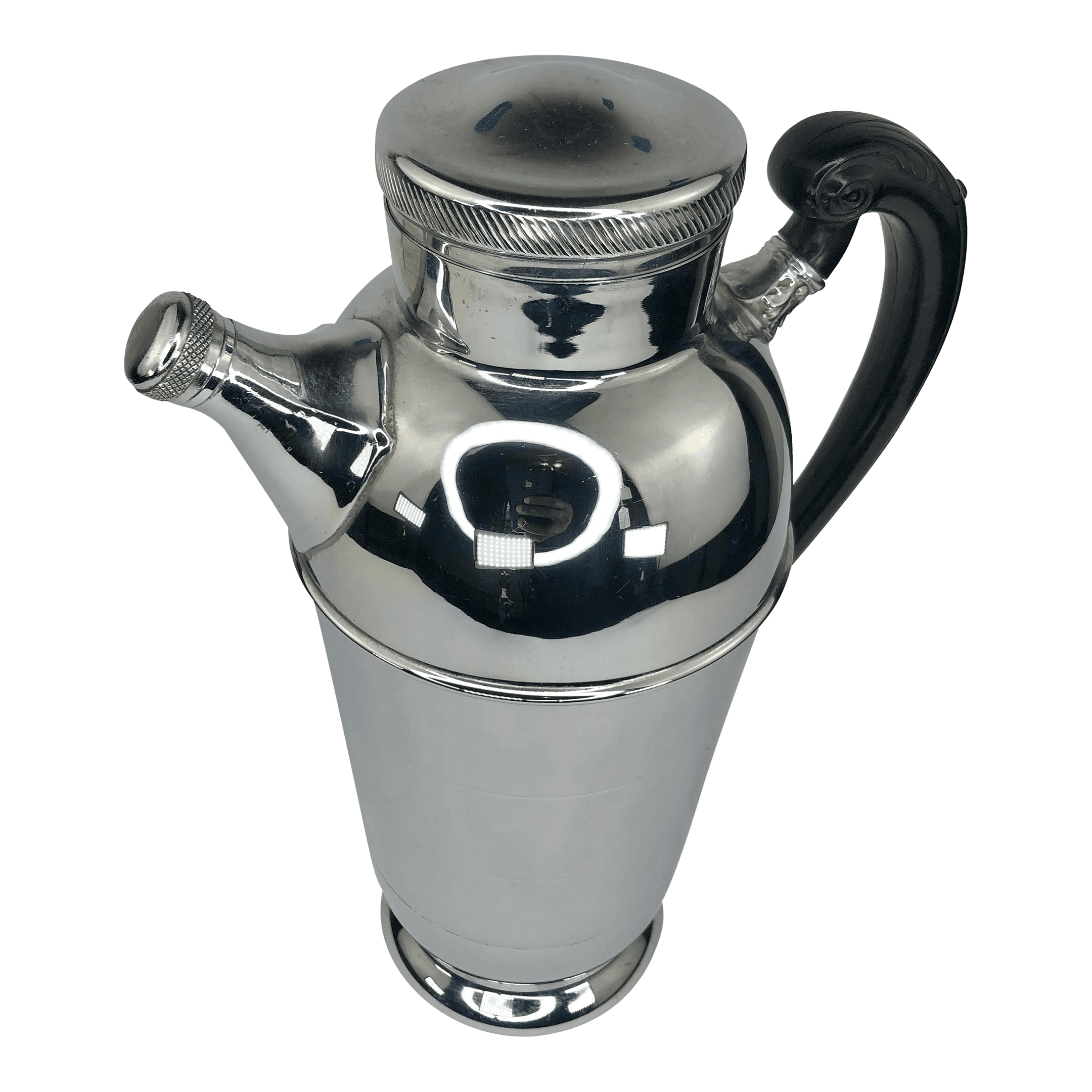 Vintage Farber Brothers Chrome-Plated Cocktail Shaker With Black Bakelite Handle