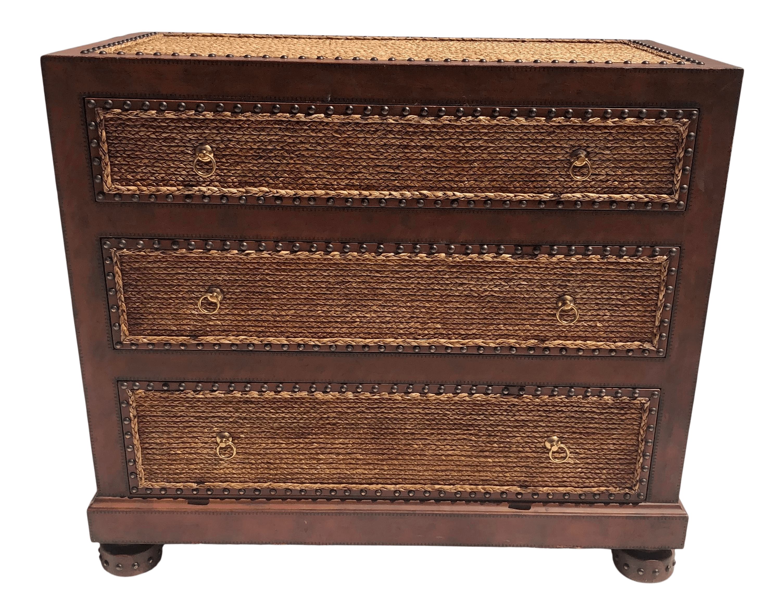 Vintage Maitland Smith Rush and Leather Clad Chest