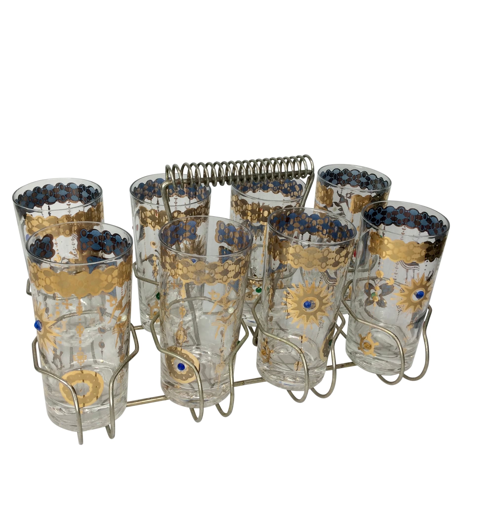 Set of 8 Vintage Jeweled Dancing Ballerina Highball Glasses