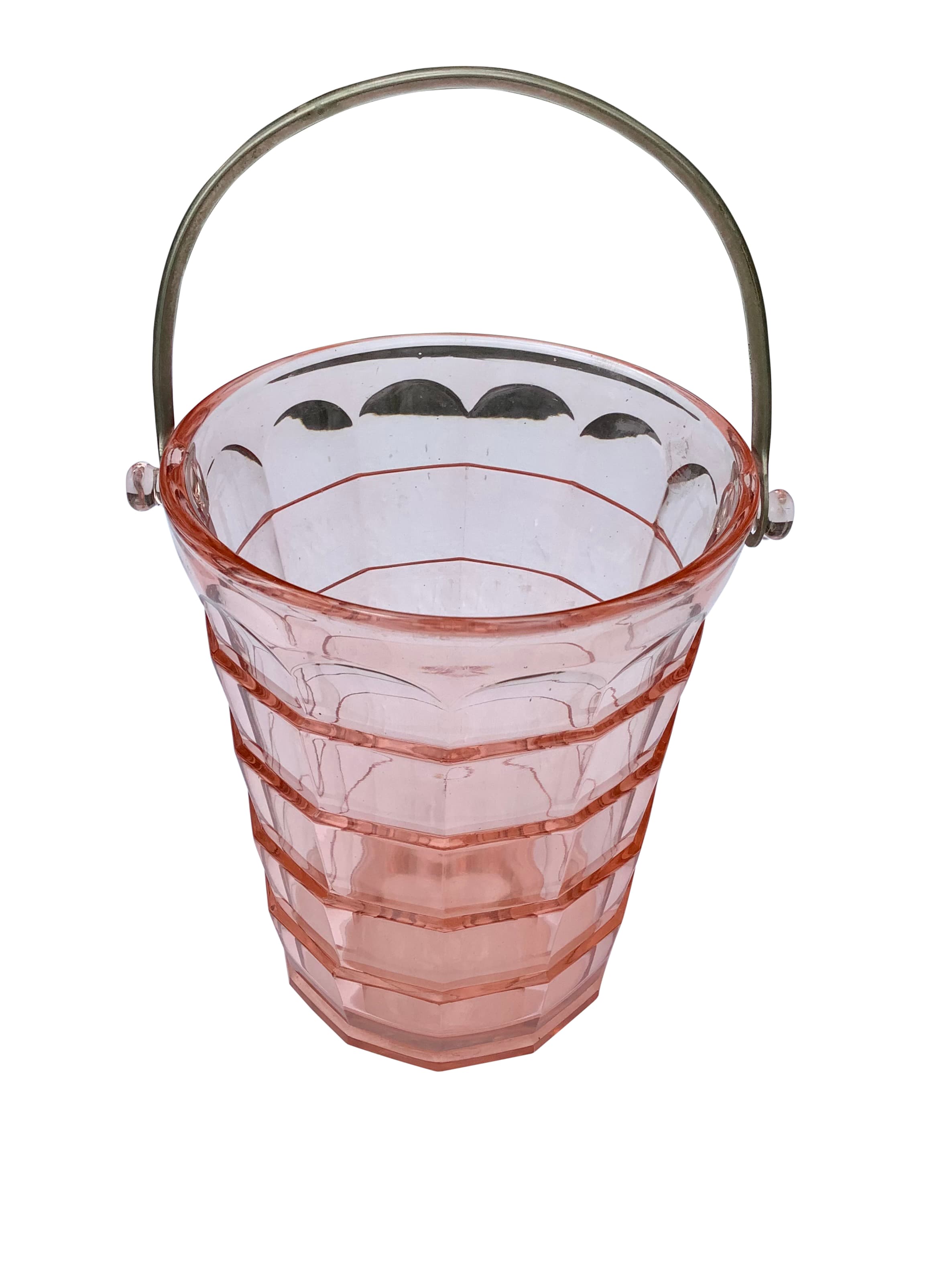 Art Deco Pink Glass Ice Bucket