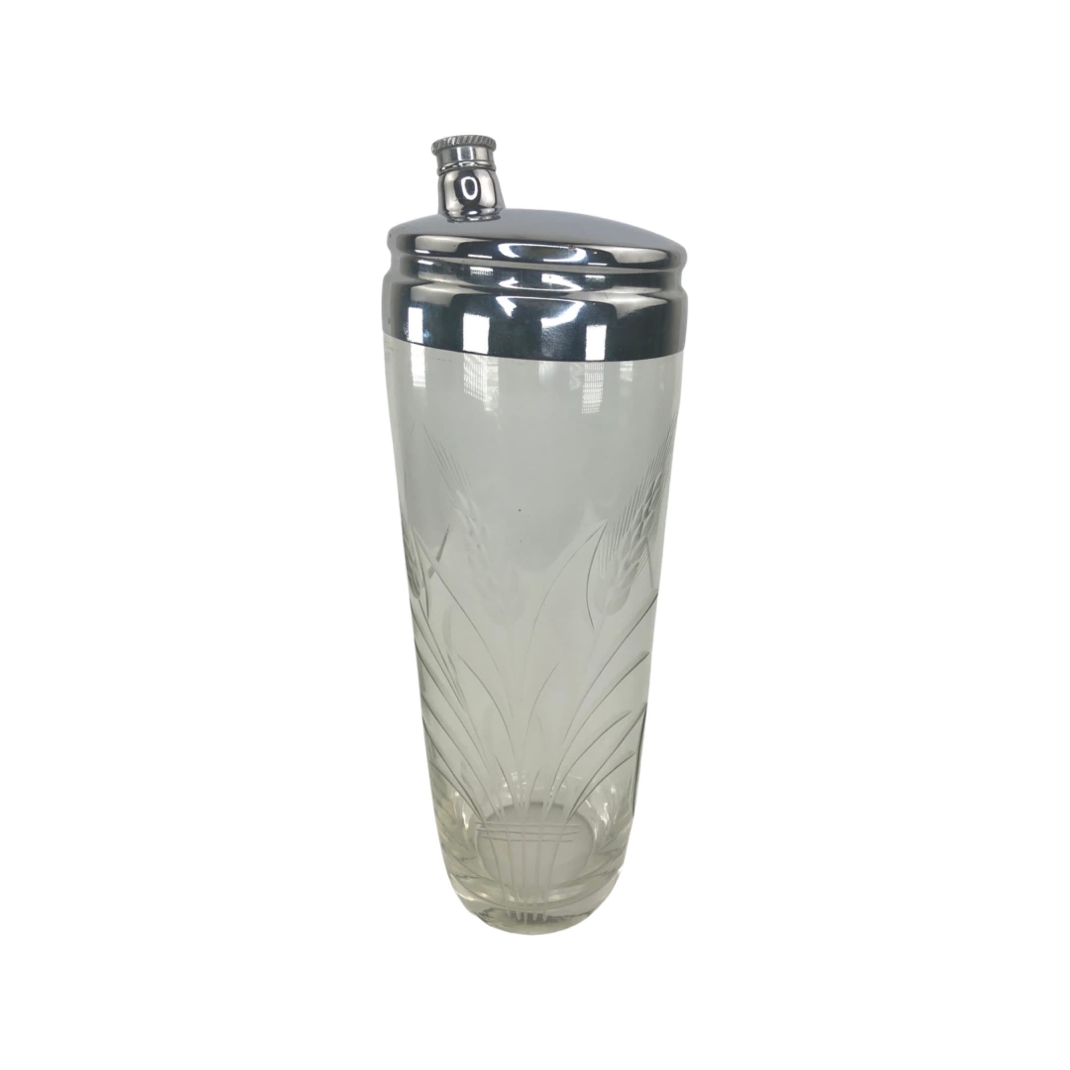 Large Art Deco Cocktail Shaker With Wheat Sheaf Design