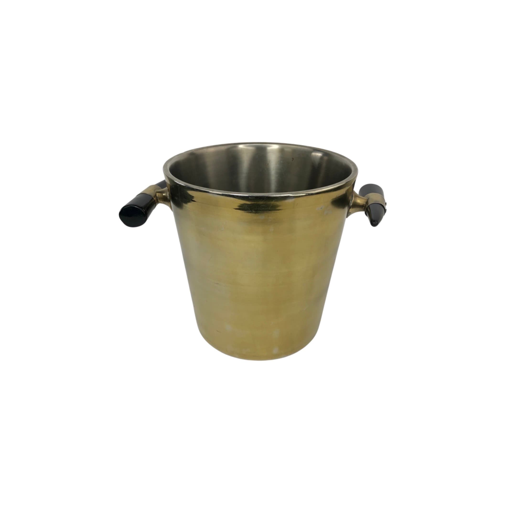 Mid Century Ice Bucket with Faux Horn Handles