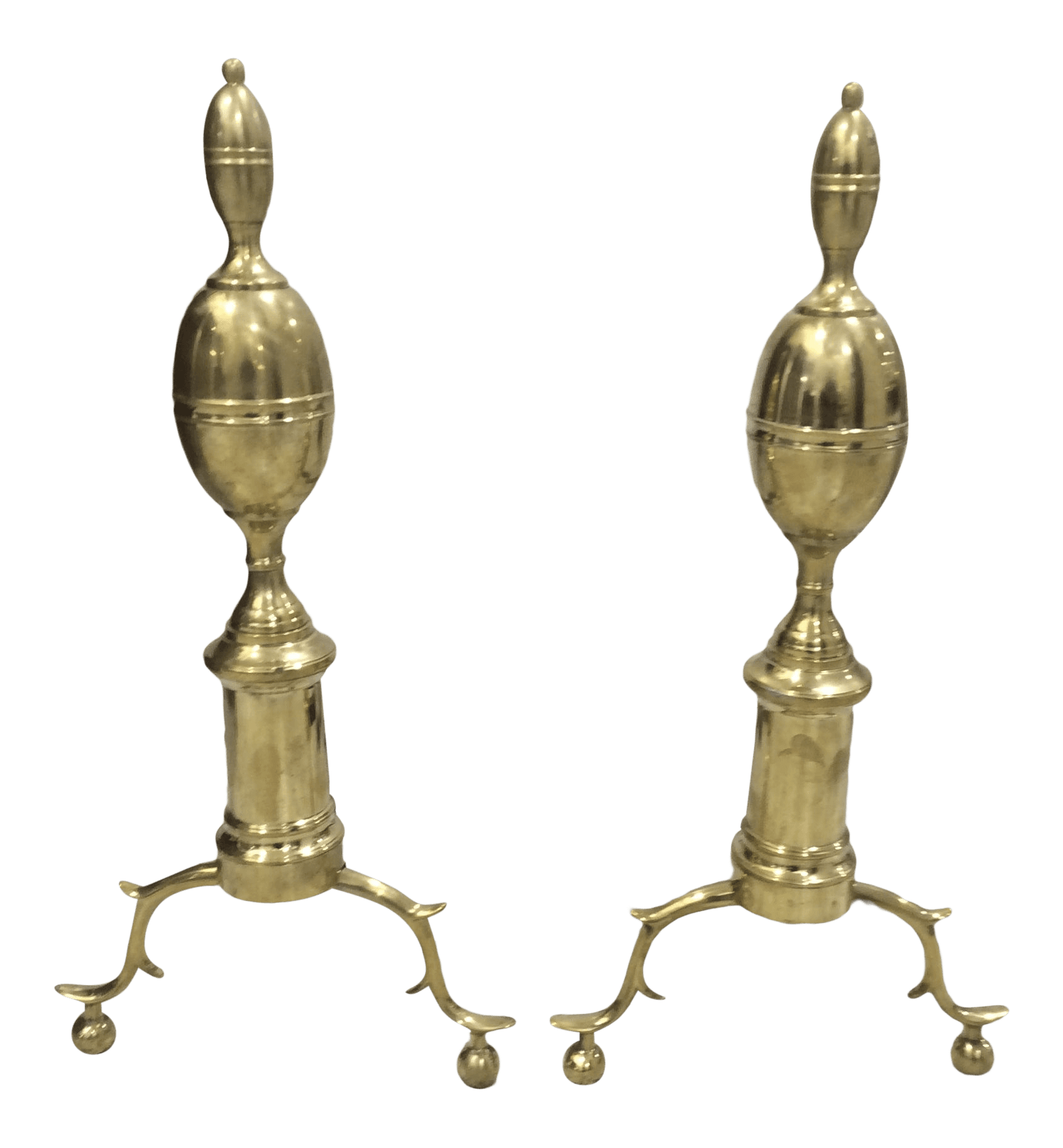 Vintage Brass Lemon Top Andirons - a Pair