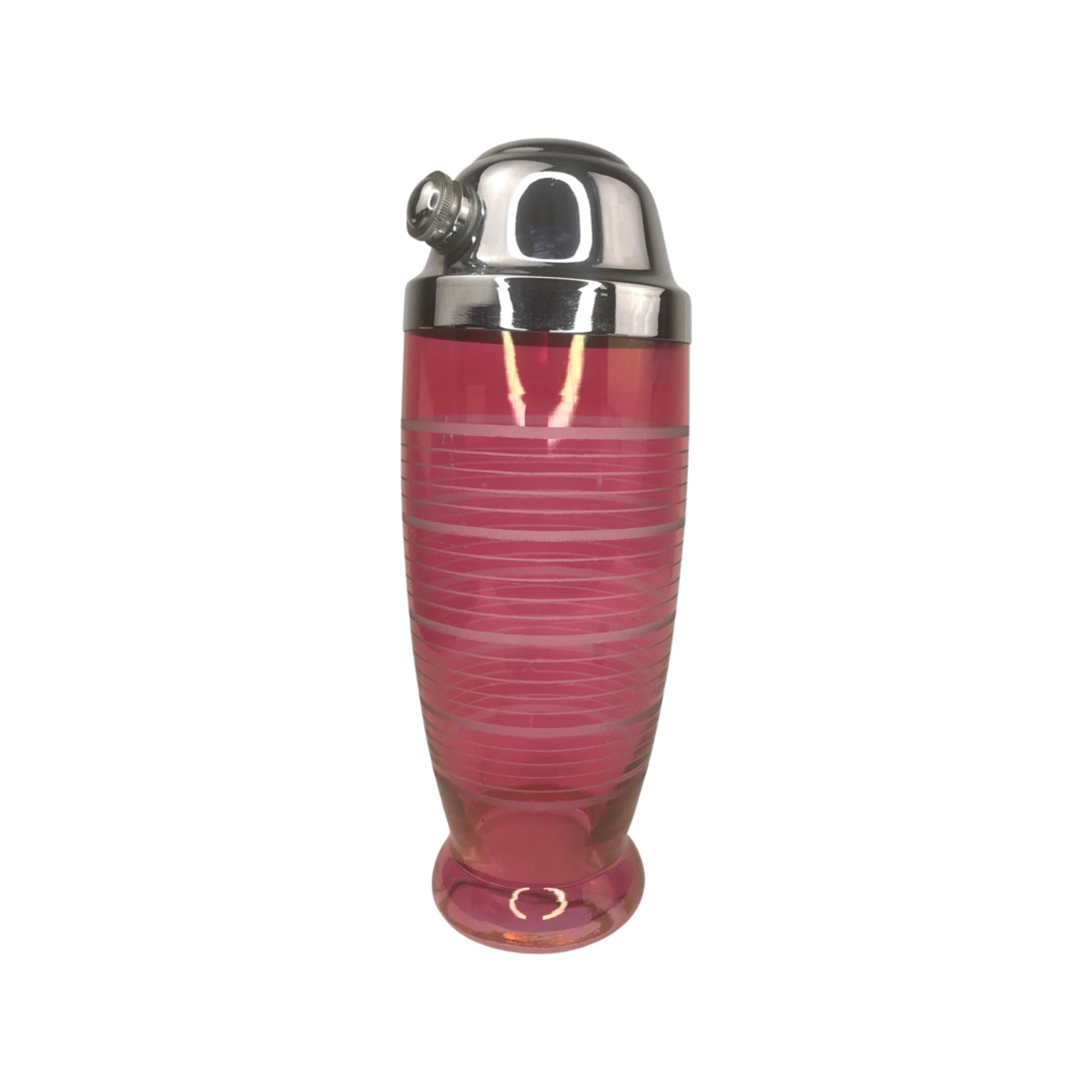 1940s Art Deco Pink Flashed Cocktail Shaker