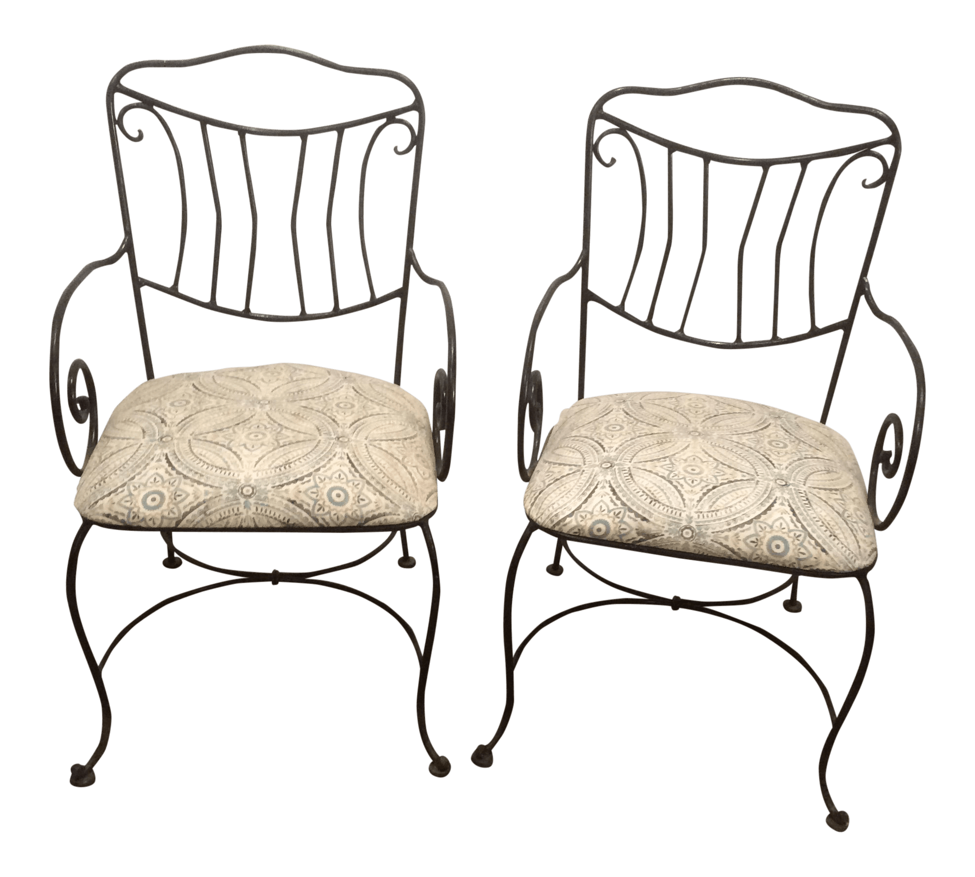Pair of Black Wrought Iron Garden Chairs